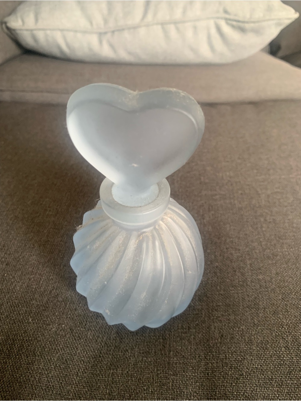 Frosted Pale Blue Swirl Glass EMPTY 6” Perfume Bottle Summit Vintage Collection